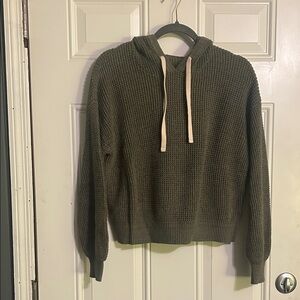 Olive Green Knit Hoodie Sweater
